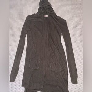 Women's Olive Green Hooded Cardigan